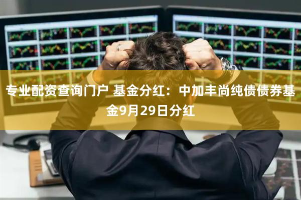 专业配资查询门户 基金分红：中加丰尚纯债债券基金9月29日分红